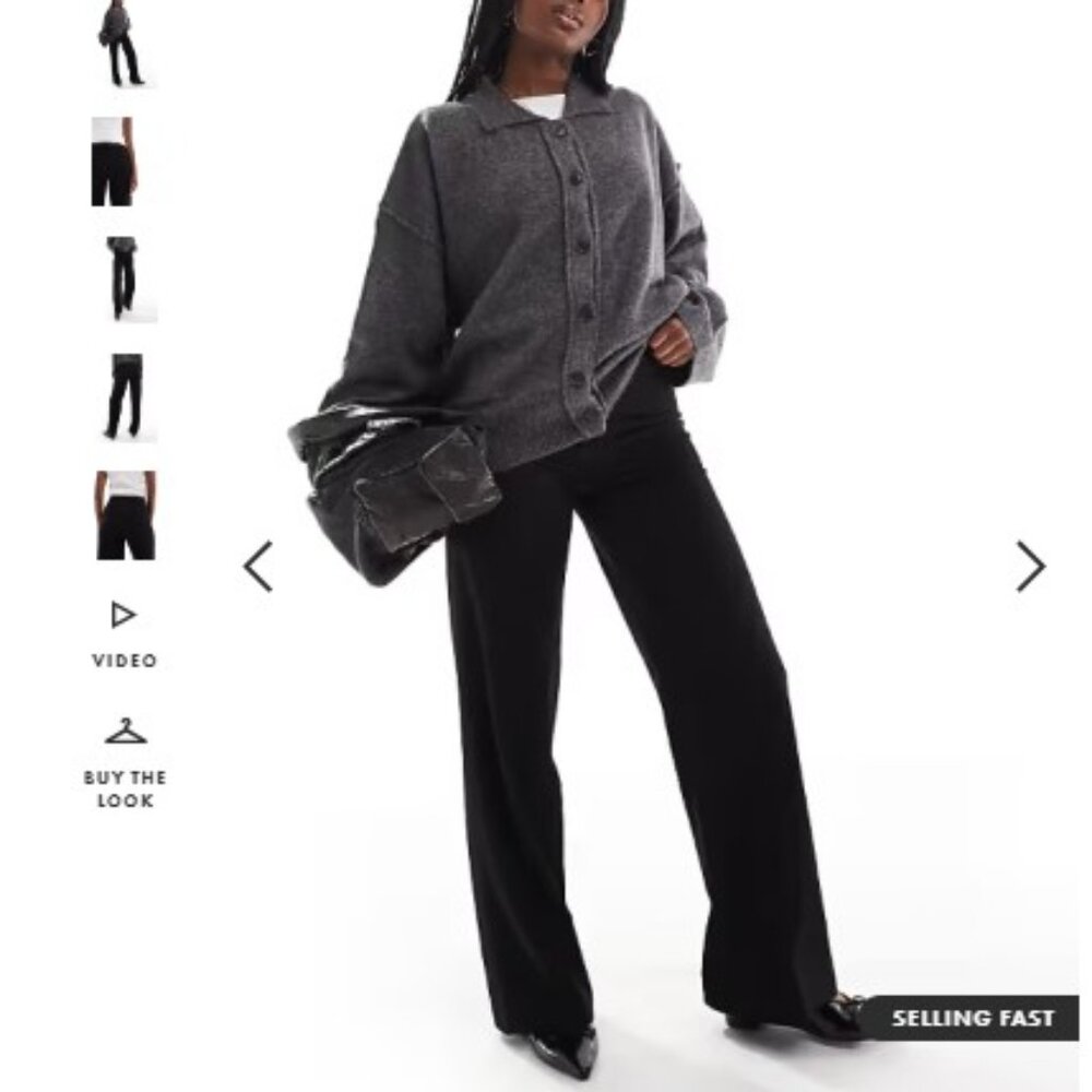 Bershka Black Wide Leg Pants